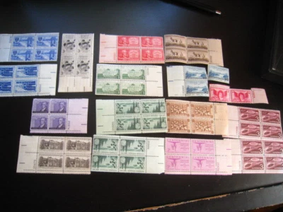 mixed lot 61 US postage 3 cent unused sheets blocks single 1950'S - Image 1 of 4