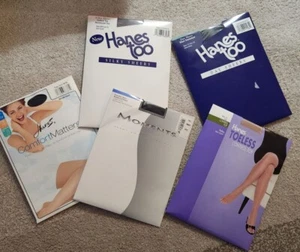 Lot Of 5 Pantyhose Nylons  ( Late 1990's) Size CD. Hanes  - Picture 1 of 9