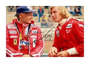 Póster fotográfico firmado James Hunt & Nikki Lauda Friends A4 elección de marco - Imagen 1 de 4