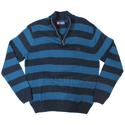 NWT CHAPS by Ralph Lauren Men 100% Cotton 1/4 Zip Pullover Sweater Stripes M-XL - Image 1 of 2