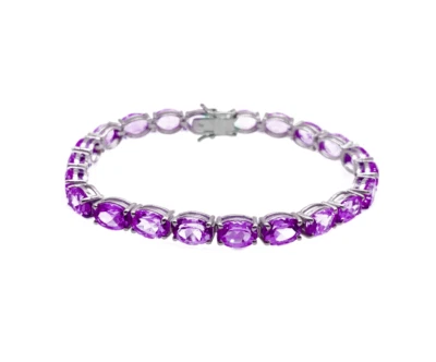 Pulsera Tenis Amatista Ovalada 6x8 mm Plata 925 Amatista Para Ella Foto 1 de 4