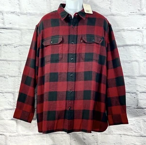 Levi’s Flannel Shirt Mens XXL Red Black The Worker Plaid Long Sleeve Relaxed New - Picture 1 of 12