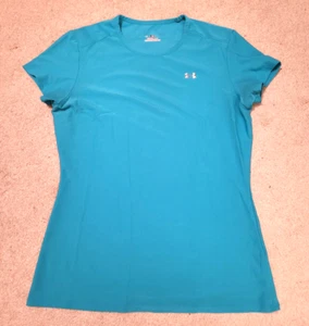 Under Armour Damen Small blau kurzärmliges sportliches Polyestershirt mit 3D-Logo - Bild 1 von 3