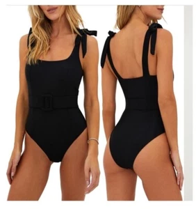 Beach Riot Sydney Belted One-Piece Swimsuit Black SZ SMALL - Picture 1 of 3