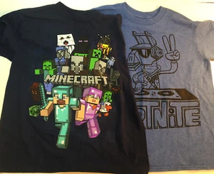 Minecraft Fortnight Shirt for Boys CRAFTY CLUSTER T-shirt short sleeve Lot Of 2 - Picture 1 of 5