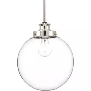 Progress Lighting Pendant Light 9-3/4" Glass Modern Farmhouse Polished Nickel - Picture 1 of 6