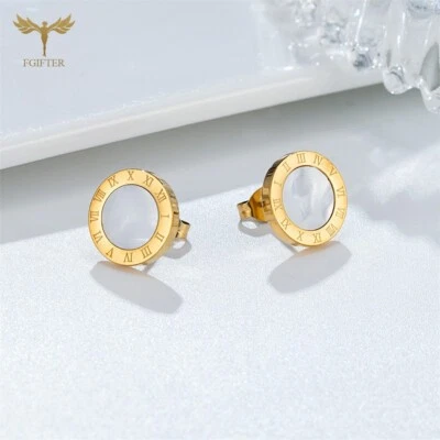 Damen Ohrringe Ohrstecker 18 K Gold Frauen Ohrring Edelstahl Ohrringe Kleeblatt - Bild 1 von 4