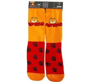 Calcetines de punto de dibujos animados Odd Sox Nickelodeon naranja Garfield talla 6-13 - Imagen 1 de 2