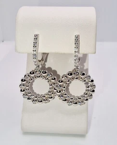 925 STERLING SILVER WHITE GOLD OVERLAY MOISSANITE DVVS1 CIRCLE DROP EARRINGS - Picture 1 of 10