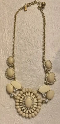 "Collar Kate Spade Esmalte Cristal Dorado Crema Blanco Cabachon Declaración 18-20""" Foto 1 de 4
