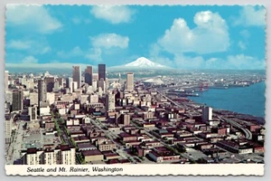 Seattle & Mt. Rainier City View Water Front Monorail Track WASHINGTON - POSTKARTE - Bild 1 von 2