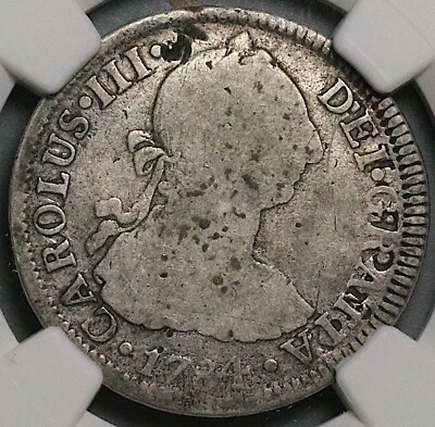 1784-Mo NGC VG Mexico 2 Reales Error Charles III Spain Colony Coin (24071903C) - Image 1 of 4