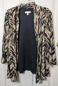 Dressbarn Giacca Carriera Marrone Nero Zebra Stripe Stampa Animalier 2X Aperta Frontale Maglia - Foto 1 di 4