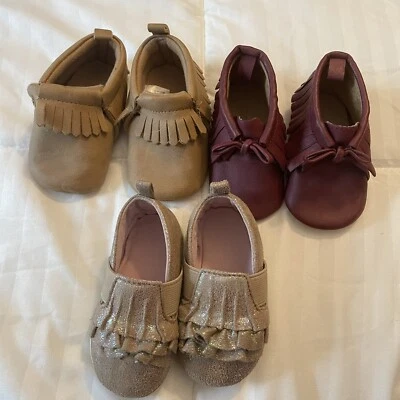 Bebé Niña 3-6 Meses Surtido Lote de 3 Pares de Zapatos Usados en Excelente Condición Foto 1 de 4