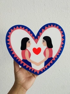 RARO vaso acrilico Lovestar In Love donna coppia cuore fiore - Foto 1 di 9