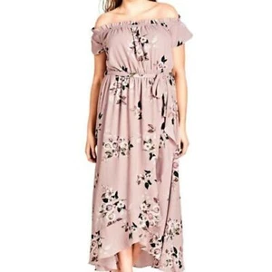 City Chic Plus Size Rose Play Floral Pink Dress 14 NWT - Picture 1 of 13