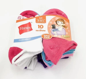 E41 New Hanes Girls' No-Show EZ Sort® Socks Assorted 10-Pack G44/10 SMALL S/P - Picture 1 of 2