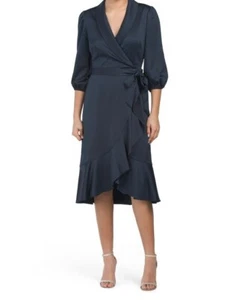 ADRIANNA PAPELL Satin Smoking Wickelkleid (Größe 16) - Bild 1 von 2