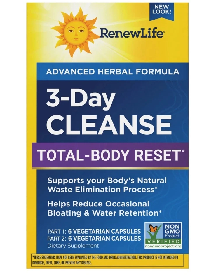 Renew Life 3 Días Limpieza, Suplemento Desintoxicación Restablecimiento Corporal Total para Hinchazón Foto 1 de 2