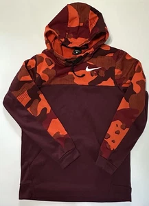 Felpa Nike Dri-Fit rossa arancione stampa mimetica manica lunga con cappuccio uomo tasche piccole - Foto 1 di 11