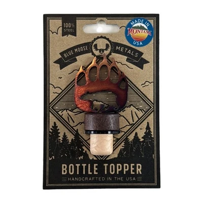 NUEVO CON ETIQUETAS Blue Moose YELLOWSTONE Metales Hecho a Mano Montana Acero Botella Topper Foto 1 de 4