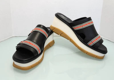 SOREL Joanie III Sandalias Cuña Plataforma Slide Cuero Negro Nuevas Talla 9 Foto 1 de 4