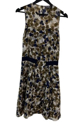 Vestido para mujer Salvatore Ferragamo marrón crema talla 40 puntos de seda 4 sin mangas Foto 1 de 4