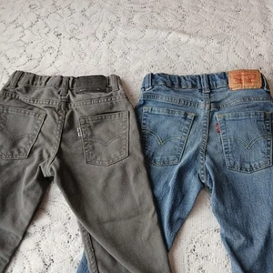 Lot Of 2 Levi 511 Slim Boys 5 Reg 20x18 Gray, 6 Reg 21x19 Blue Adjustable Waist - Picture 1 of 24