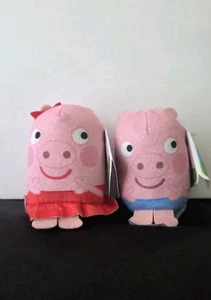 Peppa Pig Plush Pod Pals Lot of 2 Peppa + George 3" Pink Blue Pig Stuffed Toy - Picture 1 of 8