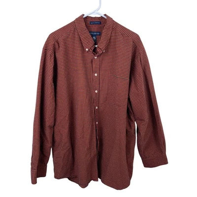 Camisa de hombre JOHN ASHFORD alta roja a cuadros con botones 100 % algodón manga larga Foto 1 de 4