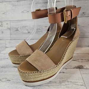 Sandalias See By Chloe Glyn para mujer 38 beige gamuza plataforma cuñas espárdrillo bonitas - Imagen 1 de 16