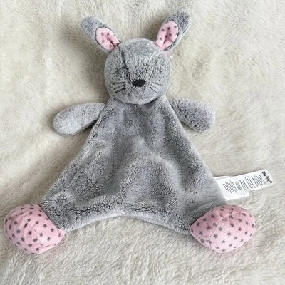 Little Me Bunny Plush Lovey Gray Pink Rattle Rabbit Soft Security Blanket - Image 1 of 4