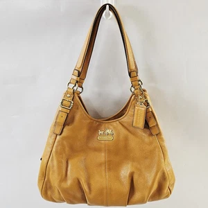 Coach 16503 Yellow Madison Maggie Hobo Tote Purse Y2K Bag Leather Retro Vtg - Picture 1 of 24