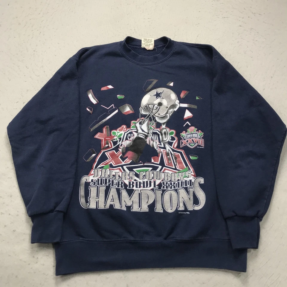 Sudadera DE COLECCIÓN Dallas Cowboys Para Hombres Grande Nuez moscada Super Bowl Cuello Redondo NFL Años 90 Foto 1 de 4