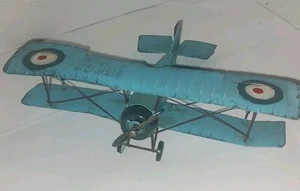 Vintage WW 1 British Blue Metal Tin Biplane Military - Bild 1 von 8