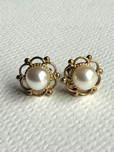 9CT GOLD CULTURED PEARL STUD EARRINGS - Picture 1 of 2