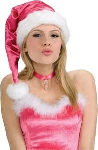 Rubie's Costume Pink Santa Hat - Smooth Velveteen with Shiny Rhinestones Bling - Picture 1 of 4