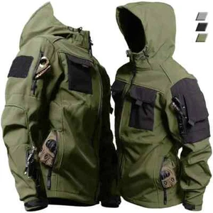 Tactical Jacket Men Women Military Outdoor Hood Windbreaker Work Soft Shell - Picture 1 of 27