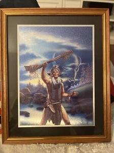 Vintage Native American Indian & Bison Spirit Animals Art Print Framed Picture - Picture 1 of 4