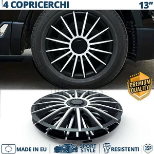 4 Copricerchi per Fiat Panda 1 141 13'' Coppette Silver Nere 15 Razze MADE in EU - Foto 1 di 13