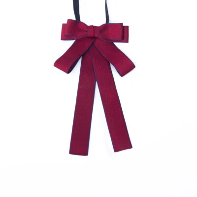 Smoking escolar feminino liso pré-amarrado ajustável longo gravata borboleta - Imagem 1 de 4