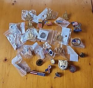 Lot Of Enamel Metal USA American Flag Patriotic Armed Forces Pins Brooches