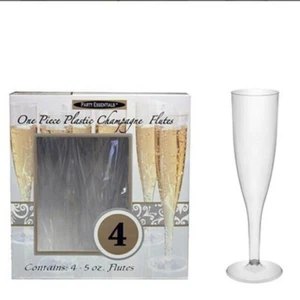 Party Essentials Einteilige Kunststoff Sektflöten 4er Set - 5oz Flöten - Bild 1 von 1