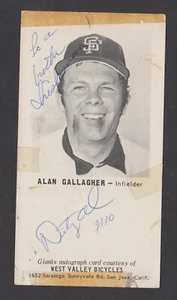 1970er San Francisco Giants Team Ausgabe Postkarte Alan Gallagher W Valley Bike SJ - Bild 1 von 2