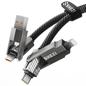 SHEZI [Upgraded] 4 in 1 60W 5FT USB C Cable Cable, Nylon Braided Fast - Zdjęcie 1 z 7
