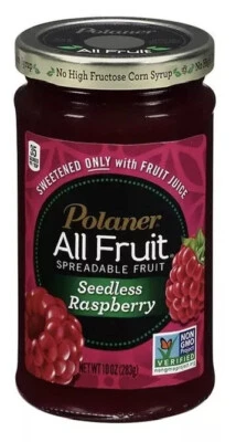 Polaner Seedless МАЛИНА Все Фрукты Распределяемые Фрукты 10 унций Джем Сок Только БЕЗ ГМО - Изображение 1 из 2