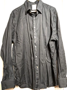 Tommy Bahama Indigo Palm Long Sleeve Striped Shirt Men Sz XL Snap Flip Cuff Goth - Picture 1 of 21