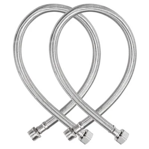 Faucet Supply Line Connector G1/2 Female x G1/2 Male 24" Long SUS304 Hose 2Pcs - Picture 1 of 6