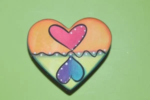 Heart Shaped Ceramic Box Artisan Handmade New Polka Dots - Picture 1 of 4