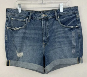 Free Assembly Womens Rolled Cuff Denim Shorts Distressed NWOT Size 16 - Picture 1 of 7